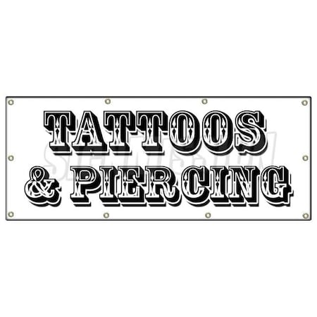 Signmission TATTOOS & PIERCING BANNER SIGN parlor artwork artist pierce studio ink B-96 Tattoos & Piercing